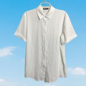 SPRING SEASON Women's Short Sleeve White Blouse Size XL